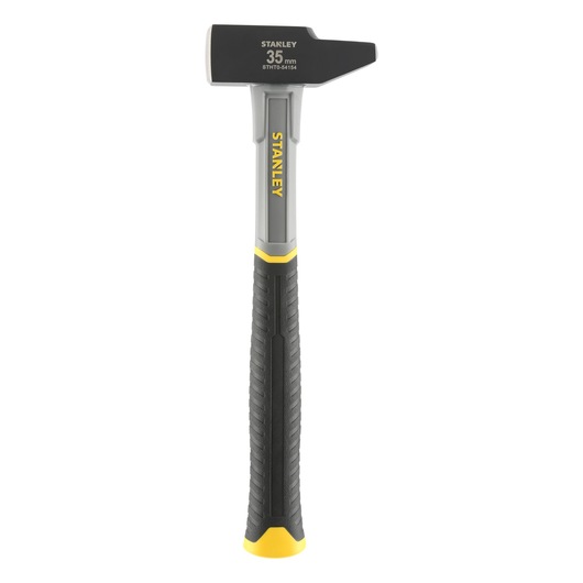 STANLEY STHT0-54154 engineer hammer, 35 mm head, black and yellow handle, front angle photo.