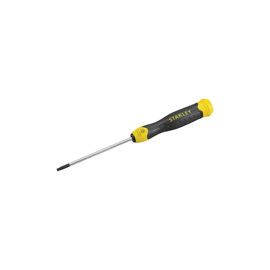 Photo of STANLEY STHT0-65148 screwdriver with yellow and black handle, side angle, tool category.