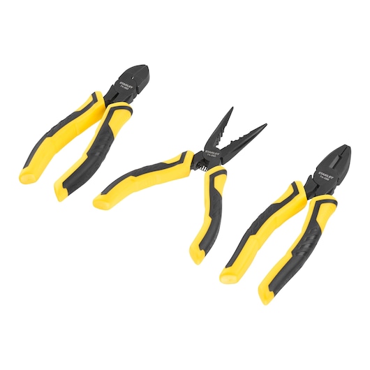 STANLEY® 3 Piece DYNAGRIP® Pliers 150mm Combination/Diagonal Cutting/Long Nose Pliers