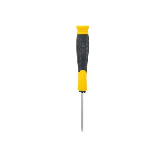 STANLEY STHT1-60280 precision Phillips screwdriver with yellow and black handle, front angle on white background.