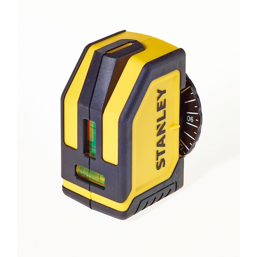 STANLEY STHT1-77148 yellow and black self-leveling laser level, angled view on white background.