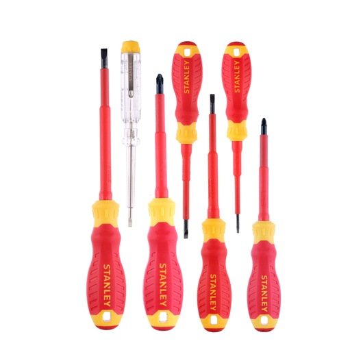 STANLEY® VDE Screwdrivers Pozidriv Slotted and Tester Set 7 pc.