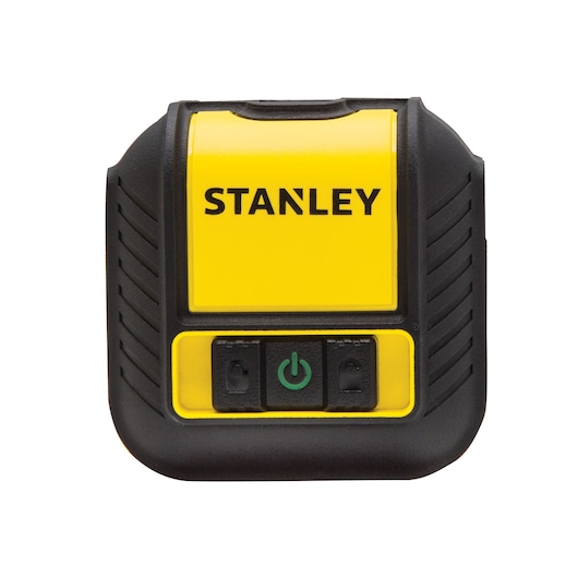 STANLEY STHT77649-1 yellow and black laser level, front angle showing control buttons.