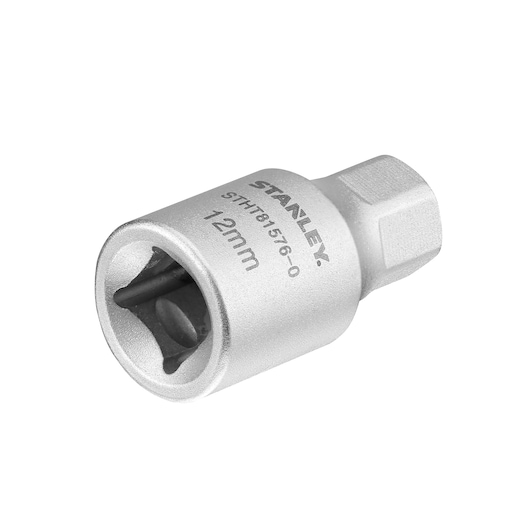 STANLEY STHT81576-0 socket adapter 12mm, silver finish, photography on white background