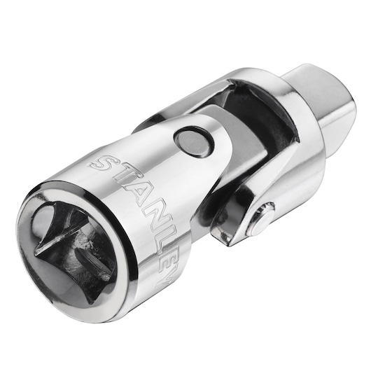 STANLEY STMT86211-0 chrome universal joint socket accessory, close-up on white background.