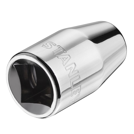 STANLEY STMT86250-0 chrome socket, tool photography, angled view on white background.