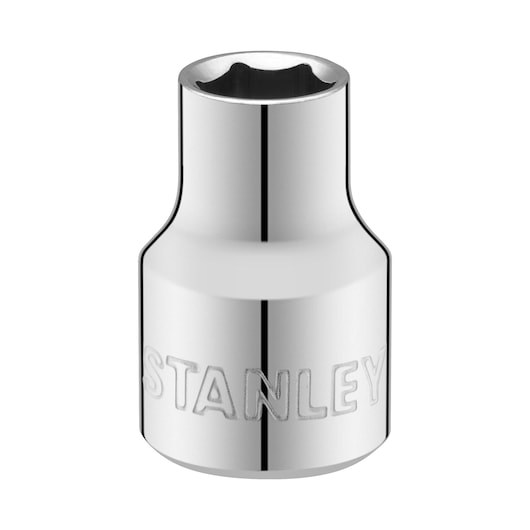 STANLEY STMT86303-0 chrome socket, front angle, tool accessory on white background.
