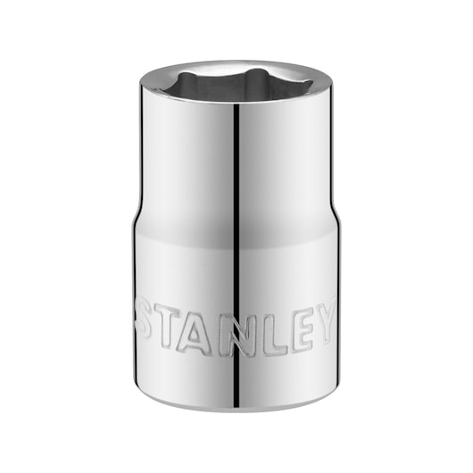 STANLEY STMT86306-0 chrome socket, photography of tool from front on white background.