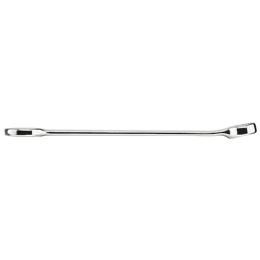 STANLEY STMT95791-0 chrome double box-end wrench, side view, with offset ends and polished finish.