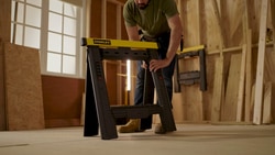 Video STANLEY® Folding Adjustable Height and Width Sawhorse (Pair), 450kg Max. Capacity